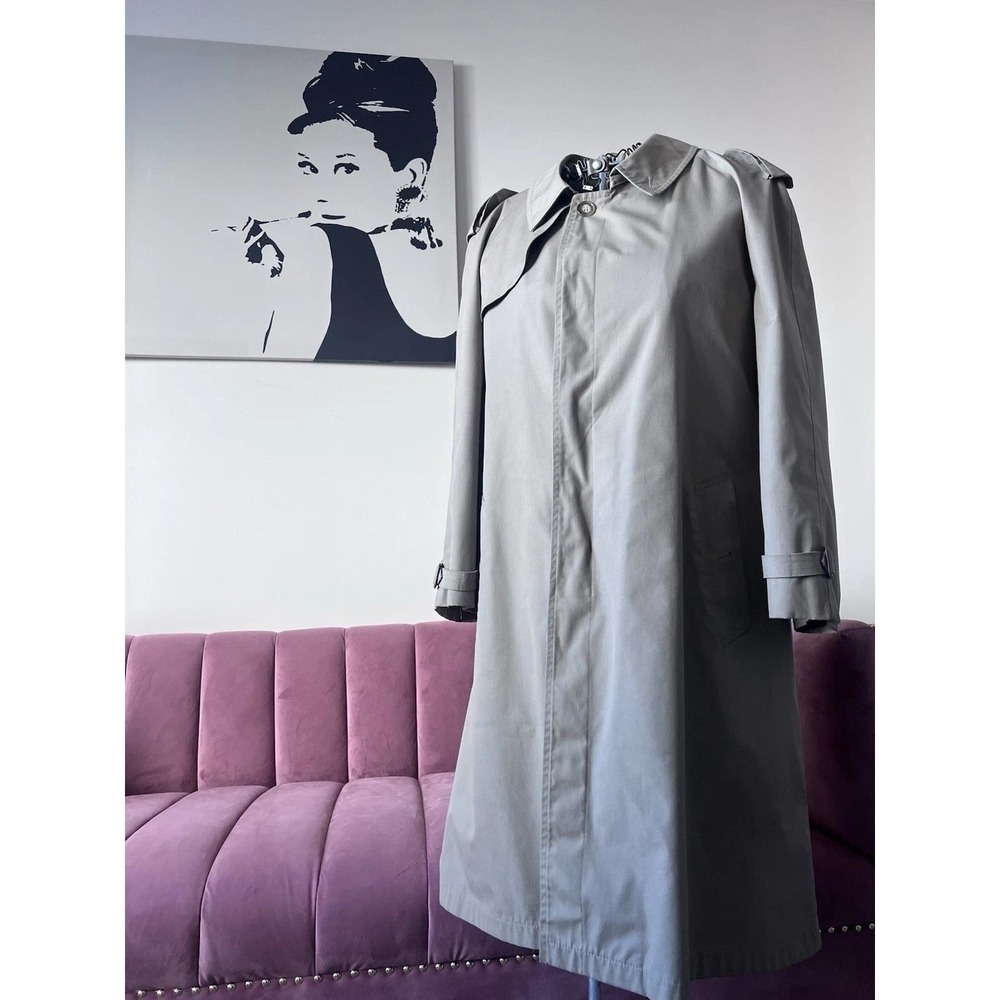 Brooks Brothers Vintage Khaki Trench Coat with Wool Liner Tan Mens 42 Regular